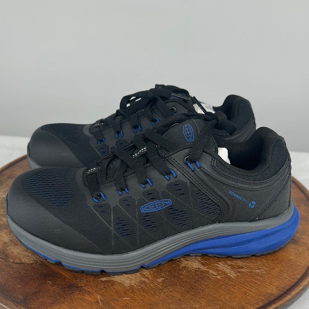 Keen Shoes Wm 8.5M Black Blue Lace Up Safety Toe Utility Athletic Sneaker